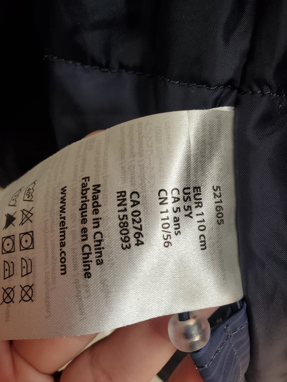 Kids Navy Blue Patterned Winter Jacket